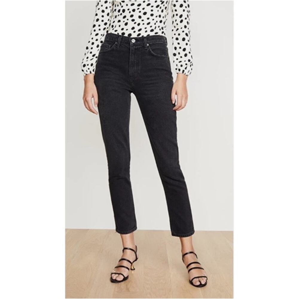 Reformation Julia High Rise Cigarette Ankle Jeans Monterey Size 25 Black Wash